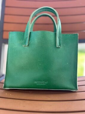 Parker Clay Green Leather Mini Tote Bag | Made in Ethiopia | Structured | EUC